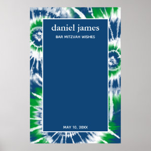 Poster Bleu et Vert Tie Dye Party Connexion Bureau