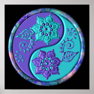 Poster Bleu et Violet Yin Yang
