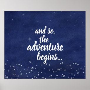 Poster Bleu étoile nuit et donc l'aventure commence