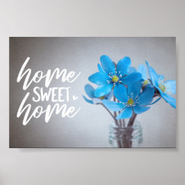 Poster Bleu Floral Home Sweet Home