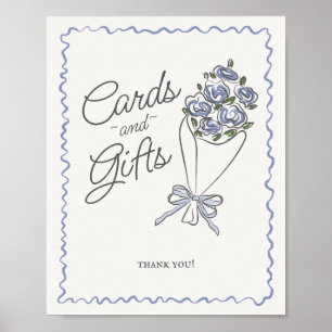 Poster Bleu Flower Market Fleur Fraîche Cartes et cadeaux