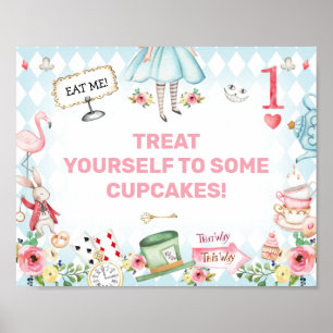 Poster Bleu Gold Alice One-derland 1er signe d'anniversai