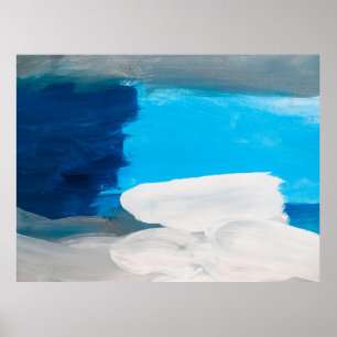 Poster Bleu, gris et blanc Art Abstrait peinture noir