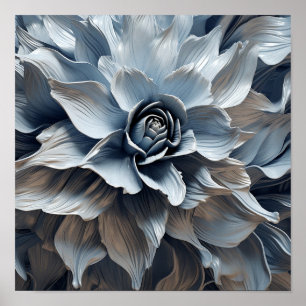Poster Bleu gris imprimé art abstrait