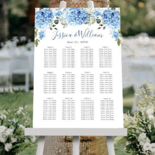Poster Bleu Hydrangea Eucalyptus 12 Tables CADRE