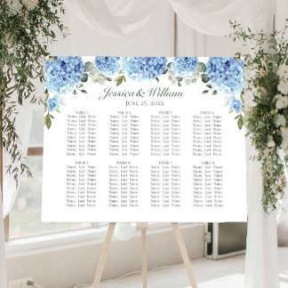 Poster Bleu Hydrangea Floral 8 Tables GRAPHIQUE DE SIÈGE