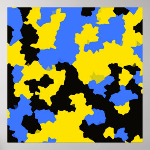 Poster Bleu Jaune Noir Conception abstraite