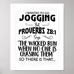 Poster Bleu Je Recherché Aller Jogging, Proverbe Chrétien