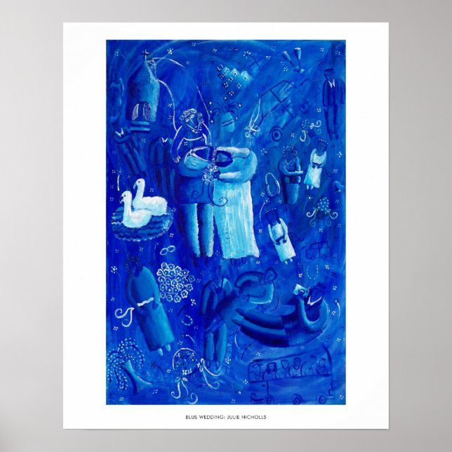 Poster Bleu Mariage Peinture contemporaine Art Imprimer (Devant)