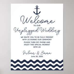 Poster Bleu marine nautique Bienvenue sur notre imprimé d