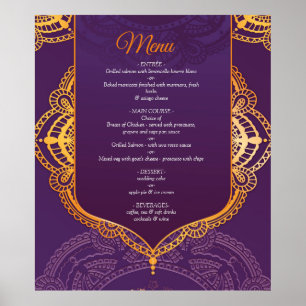 Poster Bleu marine ou violet avec Mandalas or