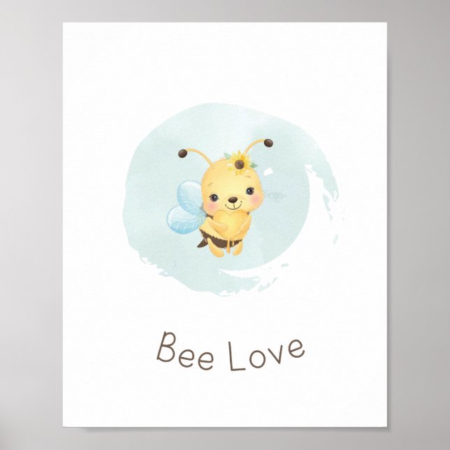 Poster Bleu mignon/Jaune Abee Joyeux Garçons Pépinière Mu (Devant)