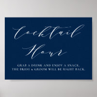 Bleu minimaliste Script Mariage Cocktail Heure