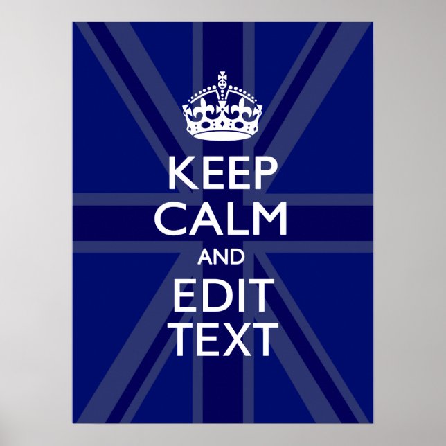 Poster Bleu Minuit Gardez Le Calme Demandez Votre Texte U (Devant)