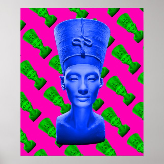 Poster bleu Nefertiti (Devant)