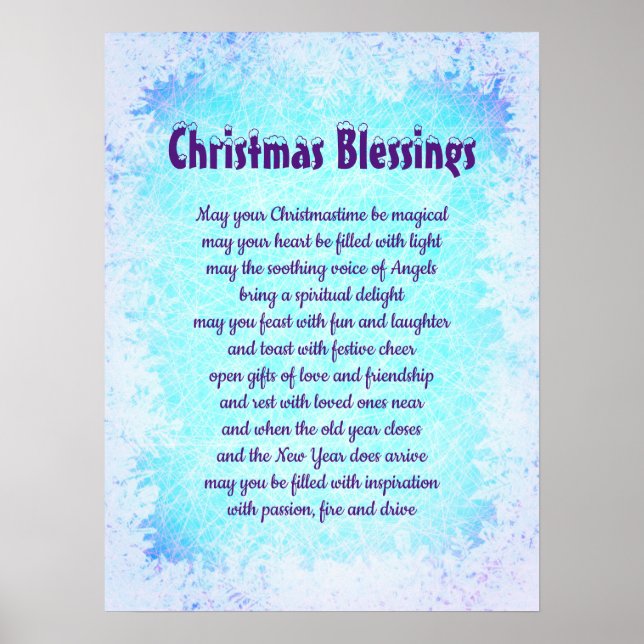 Poster Bleu Noël Bénédiction design gel (Devant)