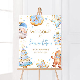 Poster Bleu Noël Cookie Bienvenue