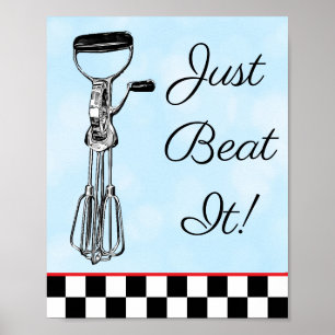 Poster Bleu, Noir et Rouge Il suffit de battre le panneau