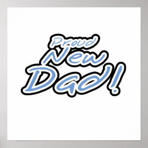 Poster Bleu/Noir Texte Fière Cadeaux Nouveau Papa