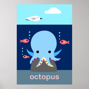 Poster bleu octopus