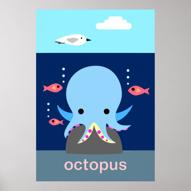 Poster bleu octopus (Devant)