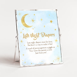Poster Bleu Or Sur La Lune Baby Diapers De Nuit Tard
