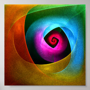 Poster Bleu orange rose moderne Art Abstrait Motif #24