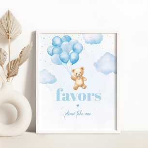 Poster Bleu ours en peluche garçon douche Signal favori