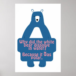 Poster Bleu Ours Polaire Drôle Chimie Plaisanterie