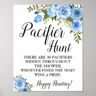 Poster Bleu Pacifique chasse Baby shower signe de jeu