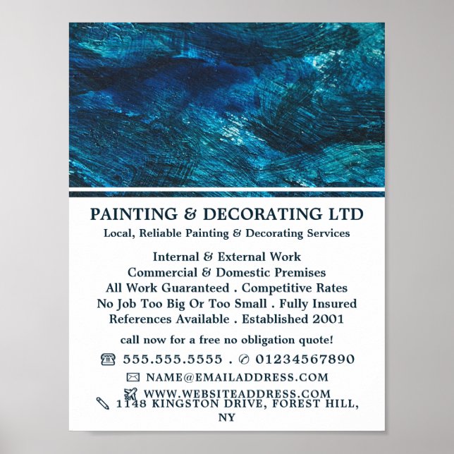 Poster Bleu, Peintre & Décorateur Publicité (Devant)