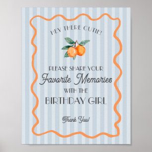 Poster Bleu Petite Mignonne Citron Favori Souvenir Annive