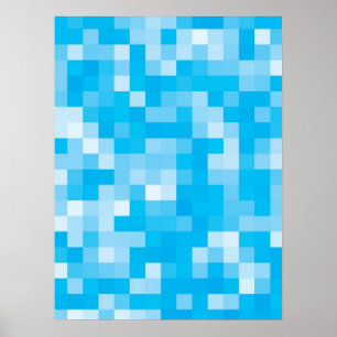 Poster Bleu pixé