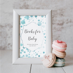 Poster Bleu Pois signe de Baby shower, Livres pour bébé