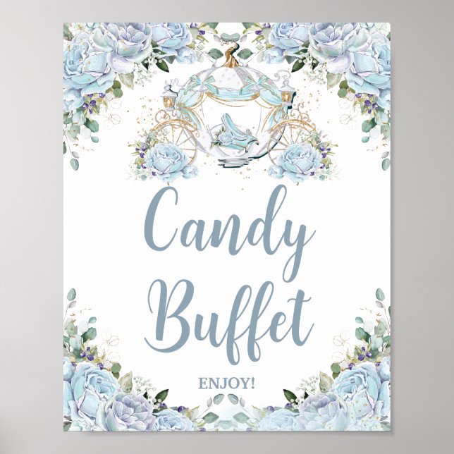 Poster Bleu Poudre Roses Princesse Carriage Buffet de bon (Devant)