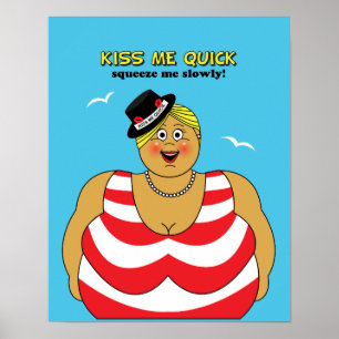 Poster Bleu Rouge Bleu Baiser-moi Humour maritime rapide