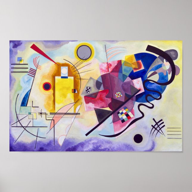 Poster Bleu rouge jaune, Kandinsky astucieux (Devant)