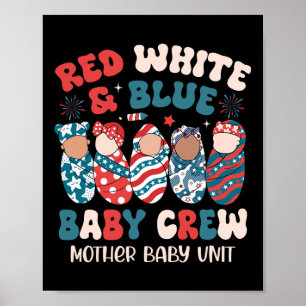 Poster Bleu rouge rétro