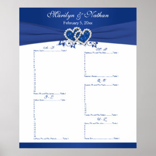 Poster Bleu Royal, Blanc Floral Reception Places Graphiqu