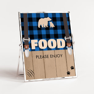 Poster Bleu Russe Plaid Baby shower de bûcheron