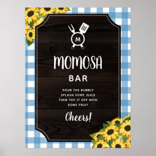 Poster Bleu rustique En vichy tournesols Monogramme Momos