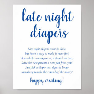 Poster Bleu simple Late Night Diapés   Douche Cerulean