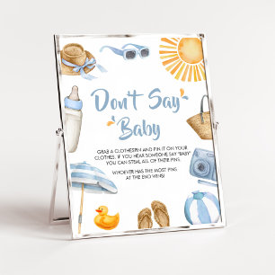 Poster Bleu Splish Splash Baby shower Ne pas dire bébé