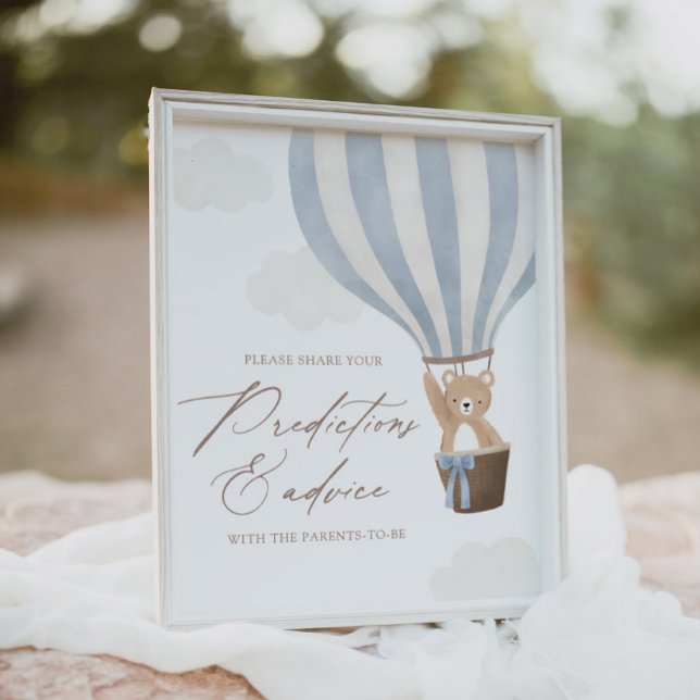 Poster Bleu Teddy Bear Balloon Conseil Baby shower (Créateur téléchargé)