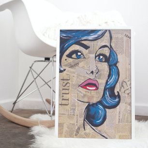 Poster Bleu tendance Pop Art femme Portrait Yeux