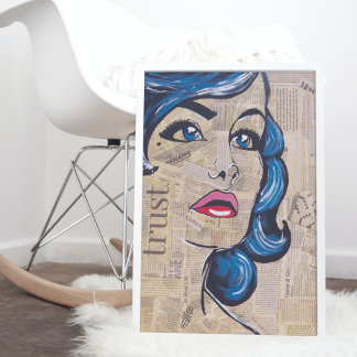 Poster Bleu tendance Pop Art femme Portrait Yeux