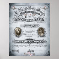 Bleu Tone Papillon certificat de mariage Vintage