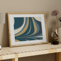 Bleu turquoise et or élégant Art Abstrait moderne