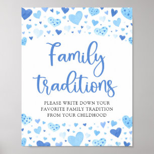 Poster Bleu Valentine Famille Traditions Baby shower Sign