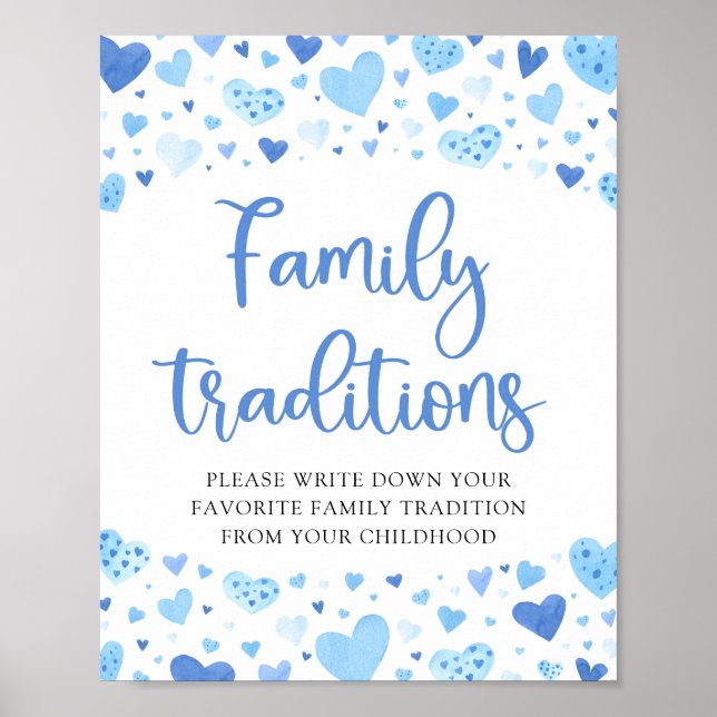 Poster Bleu Valentine Famille Traditions Baby shower Sign (Devant)